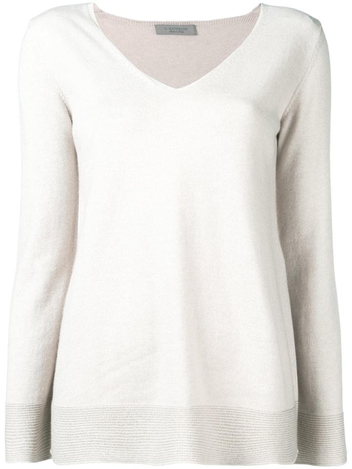 D.exterior V-neck Sweater - Neutrals