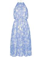 A Peace Treaty Boetica Halterneck Palm Print Cotton Blend Dress - Blue