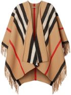 Burberry Striped Wool Cape - Neutrals