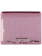 Miu Miu Sequin Embellished Logo Wallet - Pink & Purple