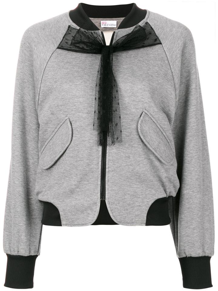 Red Valentino Bow Detail Bomber Jacket - Grey