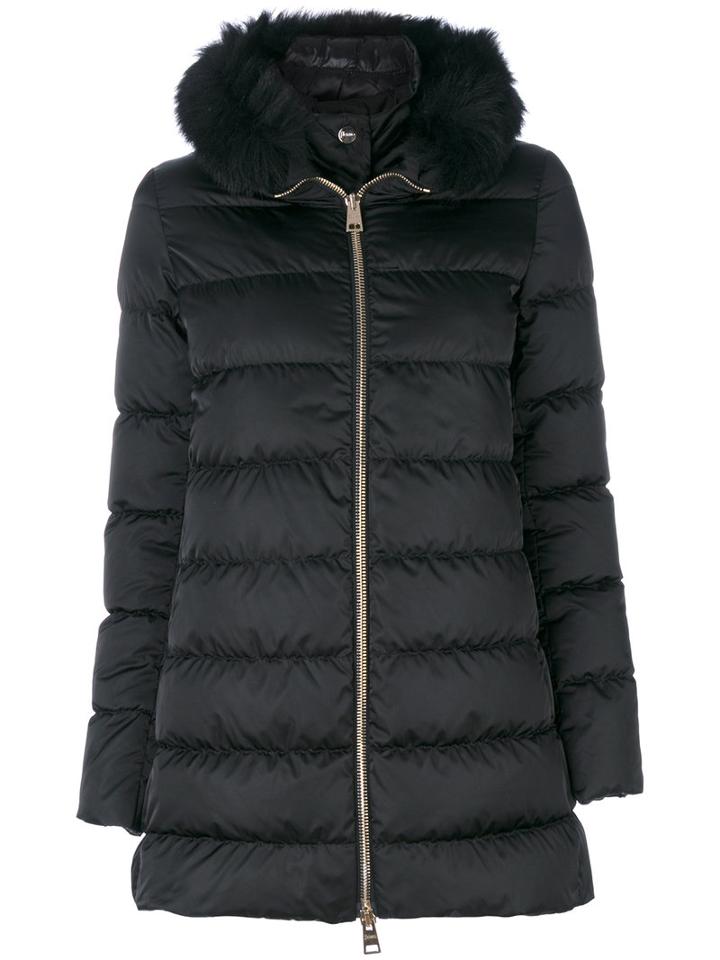 Herno - Faux Fur Trimmed Coat - Women - Feather Down/polyamide/polyester/feather - 40, Black, Feather Down/polyamide/polyester/feather