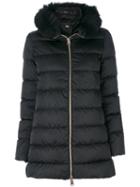 Herno - Faux Fur Trimmed Coat - Women - Feather Down/polyamide/polyester/feather - 40, Black, Feather Down/polyamide/polyester/feather