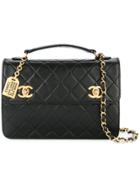 Chanel Vintage Double Cc Turnlock Tote - Black