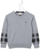 Armani Junior Contrast Cuff Jumper, Boy's, Size: 10 Yrs, Grey