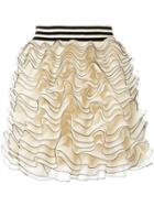Alexander Mcqueen Ruffled Mini Skirt, Women's, Size: Xs, Nude/neutrals, Viscose/polyester/polyamide/silk
