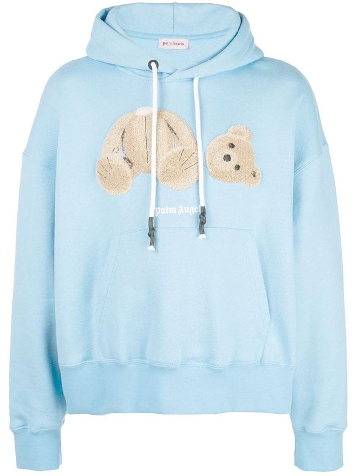 Palm Angels Loose-fit Bear Hoodie - Blue