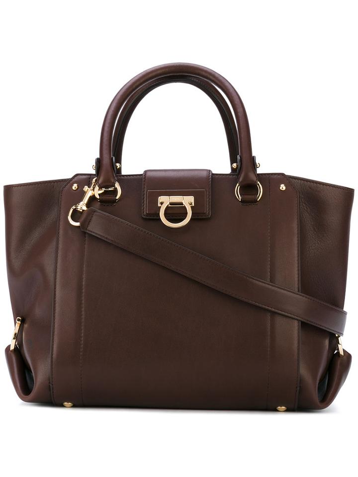 Salvatore Ferragamo - Classic Top Handles Tote - Women - Calf Leather - One Size, Brown, Calf Leather