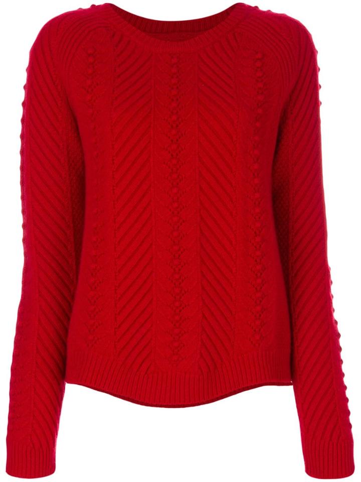 Chinti & Parker Knot-stitch Cable Jumper - Red
