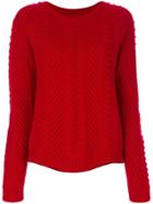 Chinti & Parker Knot-stitch Cable Jumper - Red