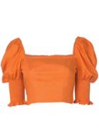 Nicholas Cropped Juliet Sleeves Top - Orange