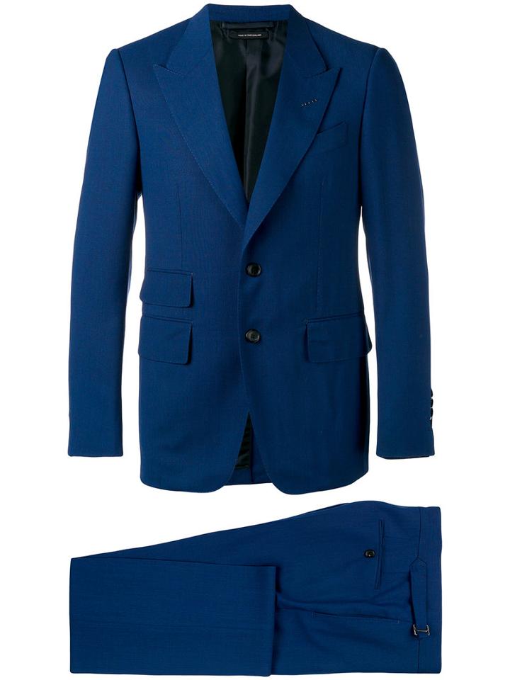 Tom Ford - Pointed Lapels Two-piece Suit - Men - Silk/cupro/wool - 48, Blue, Silk/cupro/wool
