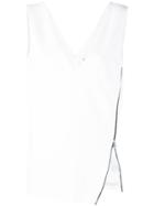 Mugler V-neck Side Slit Top - White