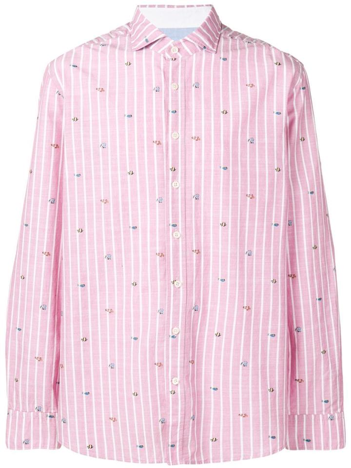 Hackett Fish Print Striped Shirt - Pink