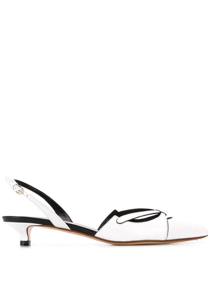 Francesco Russo Low Slingback Pumps - White