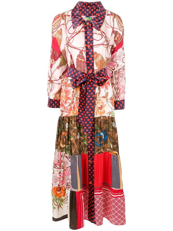 Rianna + Nina Mixed Print Shirt Dress - Brown