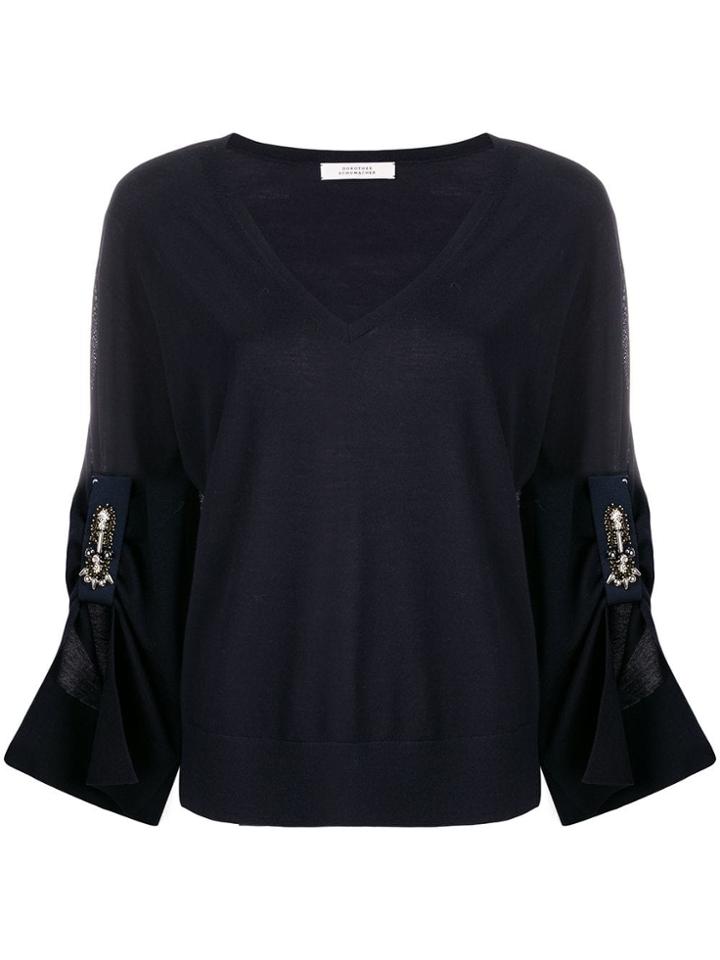 Dorothee Schumacher Embellished Patch Loose Fit Jumper - Blue