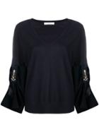 Dorothee Schumacher Embellished Patch Loose Fit Jumper - Blue