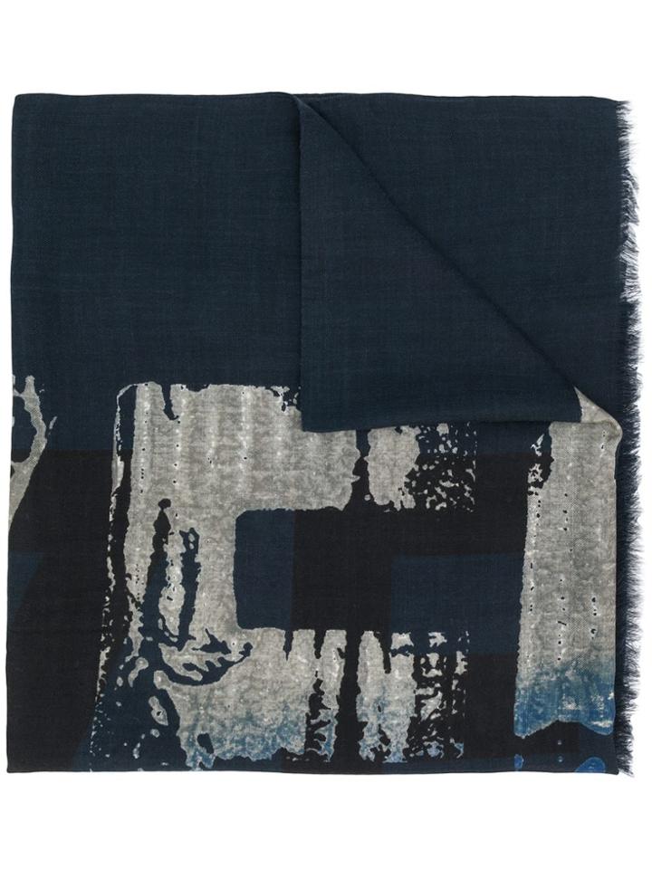 Z Zegna Abstract Print Scarf - Blue