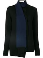 Victoria Victoria Beckham - Scarf Wrap Jumper - Women - Wool - 12, Black, Wool