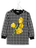 Dolce & Gabbana Kids Houndstooth Tulip Appliqué Jumper, Girl's, Size: 10 Yrs, Black
