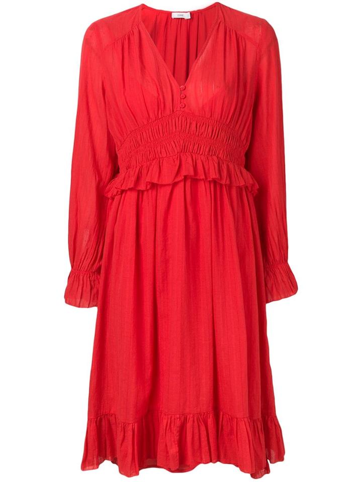 Closed Pleated Dress - Red