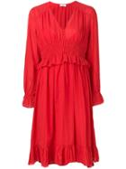 Closed Pleated Dress - Red