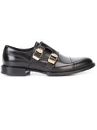 Versace Double Buckle Norman Derby Shoes - Black