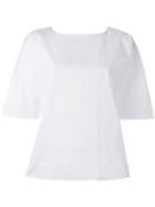Alberto Biani Rear Pleat Blouse, Women's, Size: 44, White, Cotton