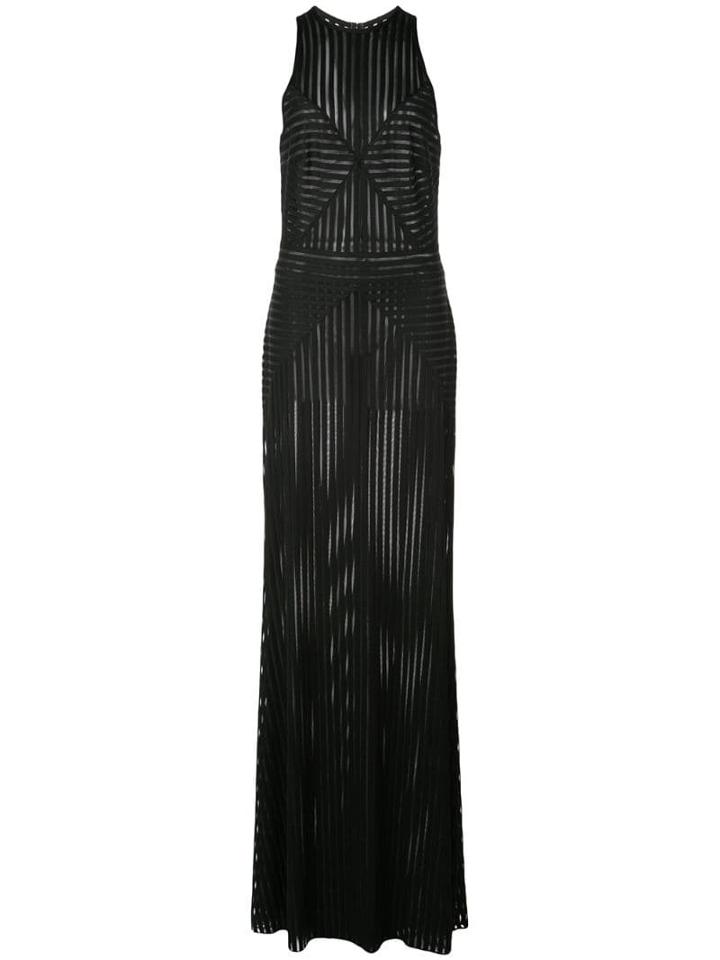 Tadashi Shoji Panelled Striped Gown - Black