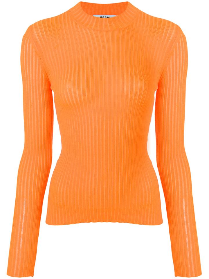 Msgm Ribbed Knit Sweater - Yellow & Orange