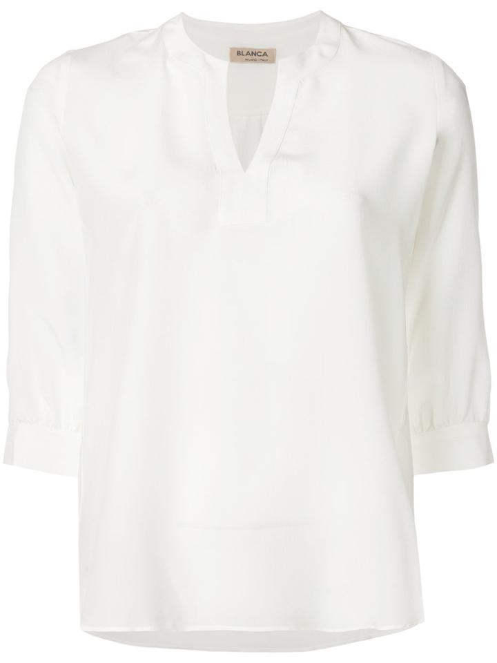Blanca V-neck Blouse - White