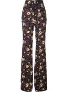 Rochas - Floral Print Trousers - Women - Silk/spandex/elastane/viscose - 42, Pink/purple, Silk/spandex/elastane/viscose