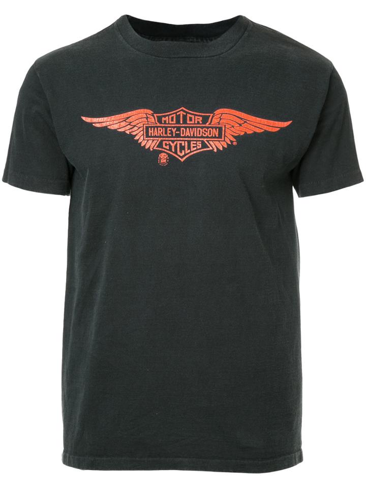Fake Alpha Vintage 1980s Harley Davidson Wing Emblem T-shirt - Black