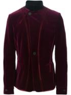 Haider Ackermann Band Collar Velvet Jacket, Men's, Size: Xs, Red, Cotton/rayon