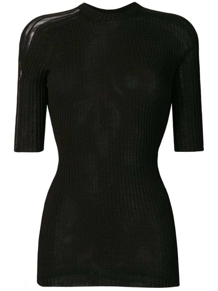 Victoria Beckham Ladder Detail Short Sleeve Jumper - Black