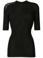 Victoria Beckham Ladder Detail Short Sleeve Jumper - Black