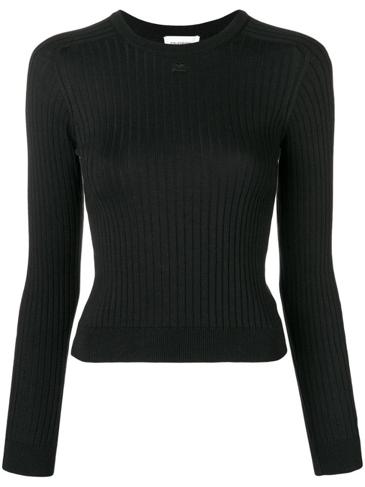 Courrèges Rib Knit Fitted Sweater - Black