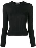 Courrèges Rib Knit Fitted Sweater - Black