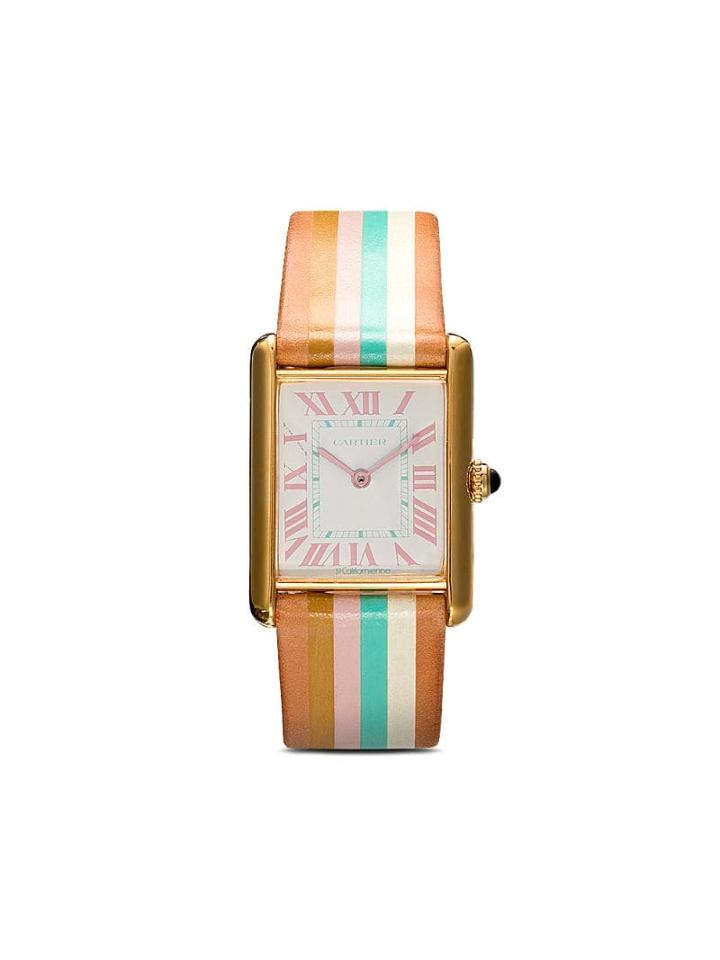 La Californienne Multicoloured Flamingo Stripe Leather Cartier Tank