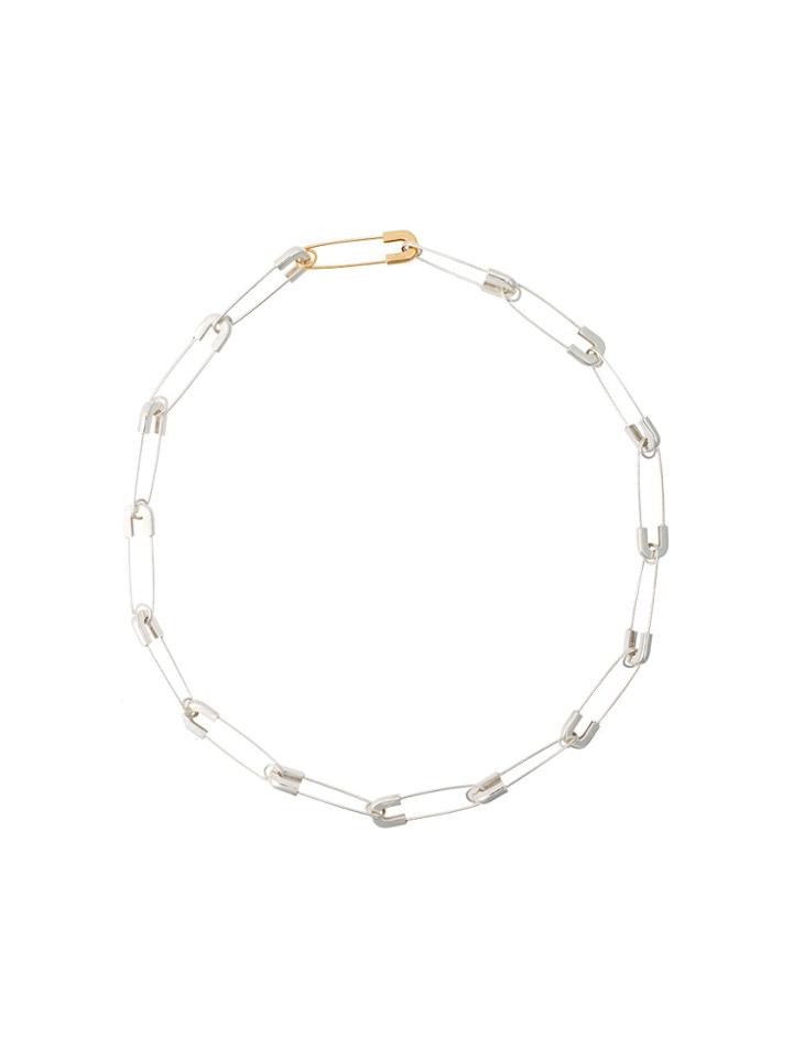 Ambush Silver Safety Pin Link Necklace - Metallic