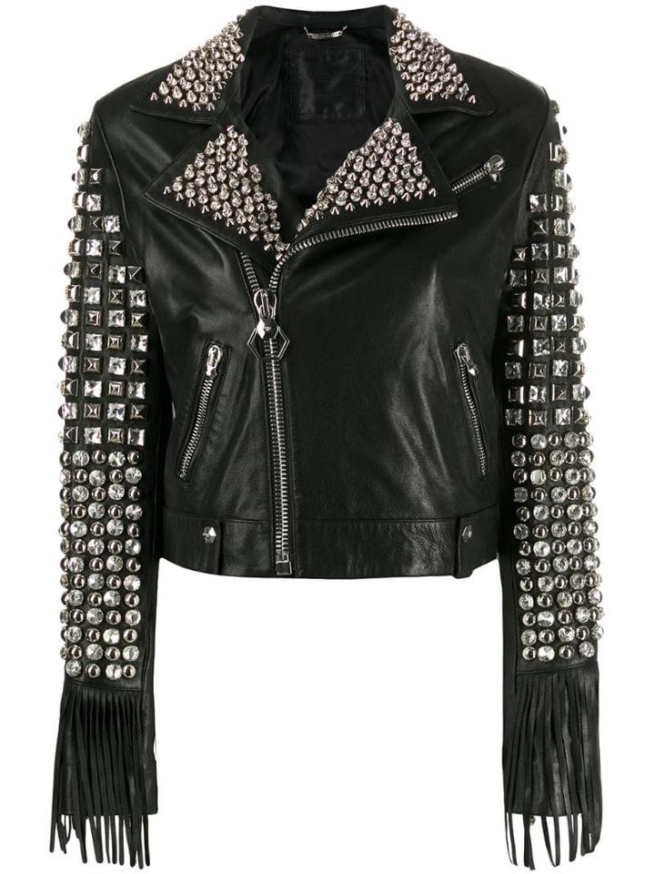 Philipp Plein Cowboy Leather Jacket - Black