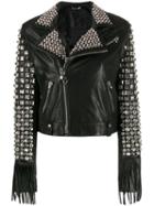 Philipp Plein Cowboy Leather Jacket - Black