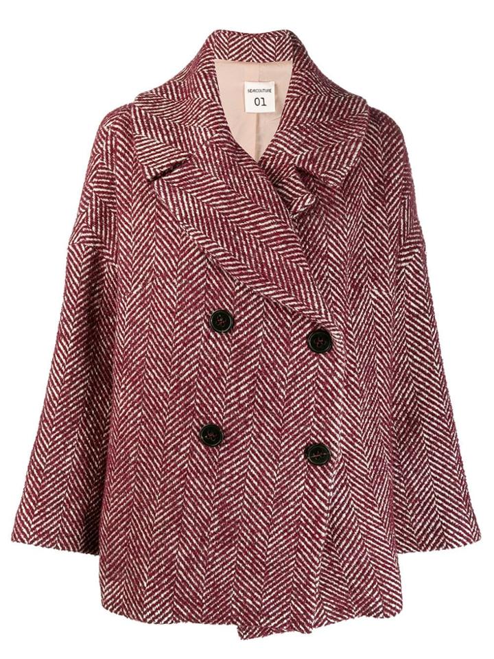 Semicouture Herringbone Jacket - Red