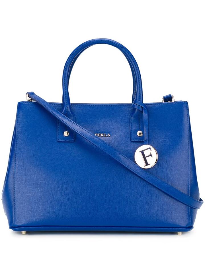 Furla Logo Plaque Medium Tote, Women's, Blue
