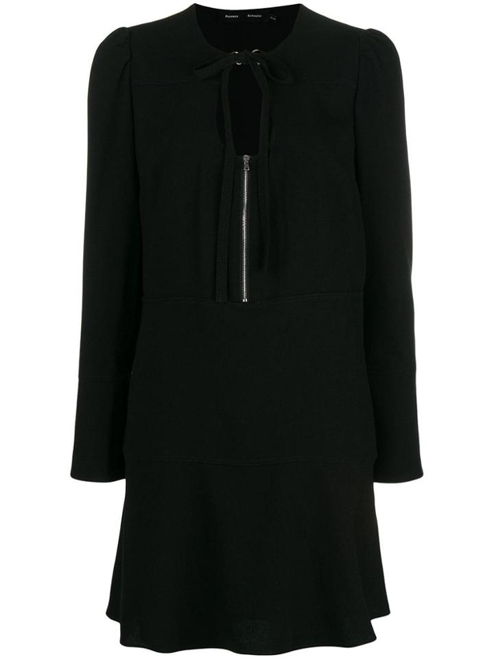 Proenza Schouler Textured Crepe Long Sleeve Dress - Black