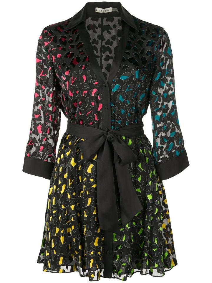 Alice+olivia Raja Leopard Print Minidress - Black