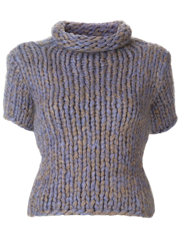 Chanel Pre-owned Turtleneck Short-sleeved Knitted Blouse - Purple
