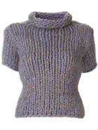 Chanel Pre-owned Turtleneck Short-sleeved Knitted Blouse - Purple