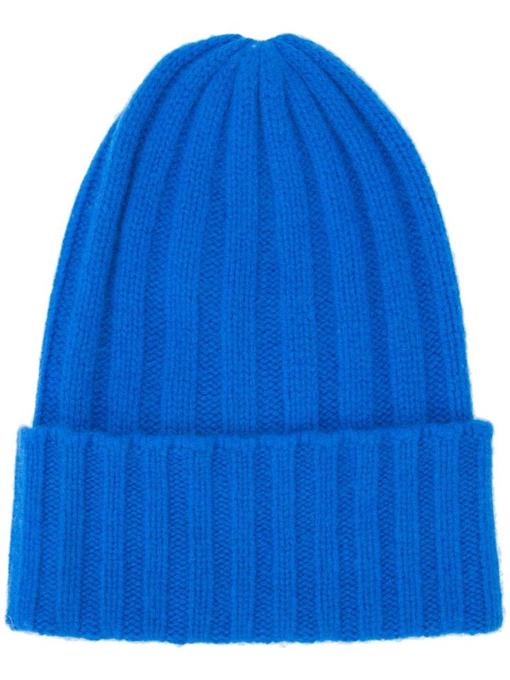 The Elder Statesman Short Bunny Echo Beanie - Blue